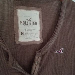 Hollister brown botton 3/4 length top strech